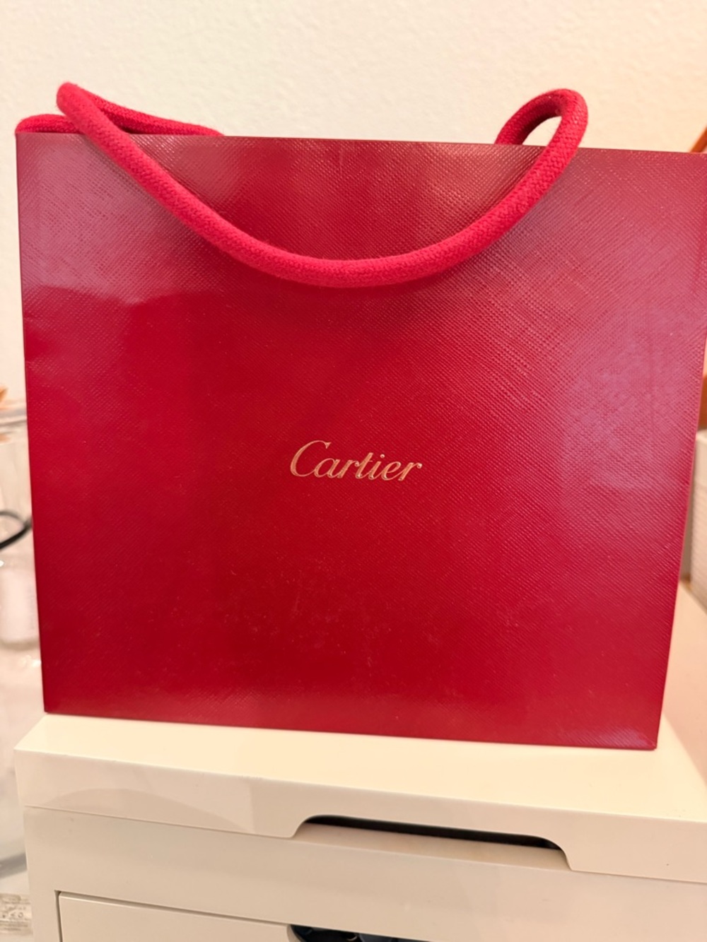 Cartier Red Mini Gift Bag with Gold Logo